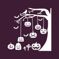 Vinyl Wall Art Decal - Graveyard Tree & Pumpkin - 60" x 43" - Trendy Scary Fun Halloween Design Sticker For Living Room Kids Room Playroom Office Coffee Shop Classroom Store Business Spooky Decor 1