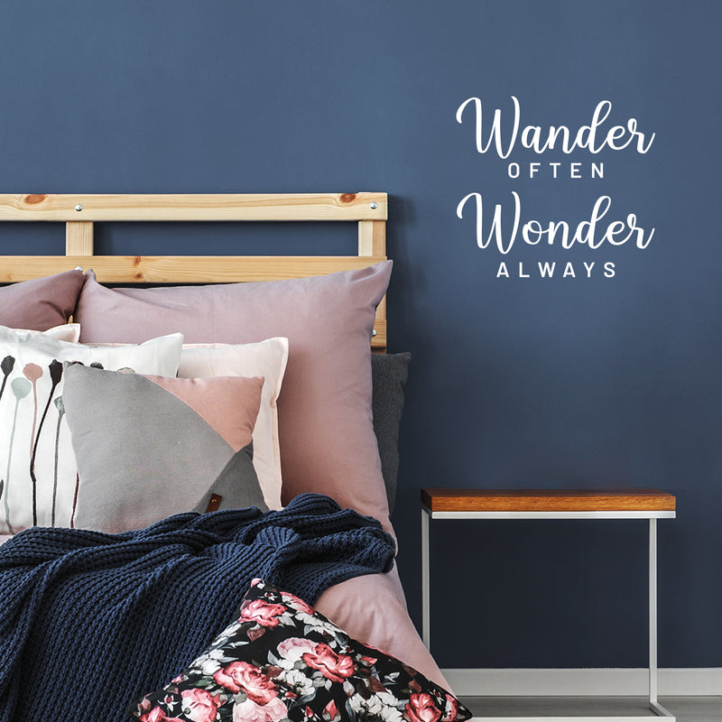 Vinyl Wall Art Decal - Wander Often Wonder Always - 15.5" x 17" - Inspirational Trendy Cute Fun Quote Sticker For Bedroom Closet Kids Room Living Room Playroom Daycare Classroom Office Decor 2