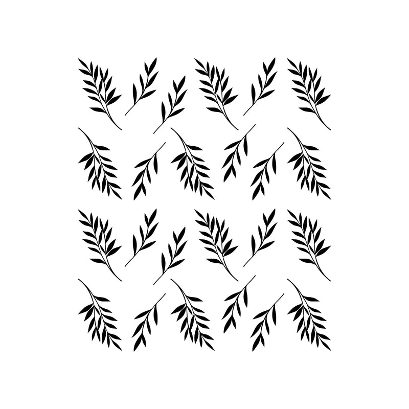 Set Of 24 Vinyl Wall Art Decal - Palm Leaves Pattern - From 9" x 4" Each - Minimal Adhesive Sticker Nature Green Design For Home Bedroom Living Room Classroom Office  Coffee Shop Store Decor 1