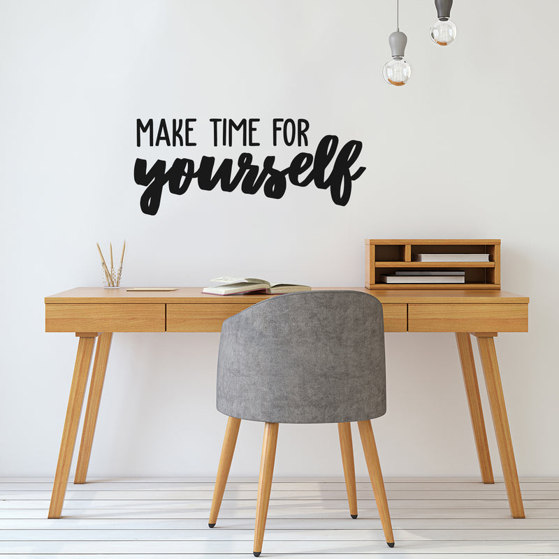 Vinyl Wall Art Decal - Make Time For Yourself - 15" x 35" - Trendy Cute Inspirational Self Esteem Quote Sticker For Bedroom Closet Kids Room Living Room Playroom School Office Boutique Store Decor 2