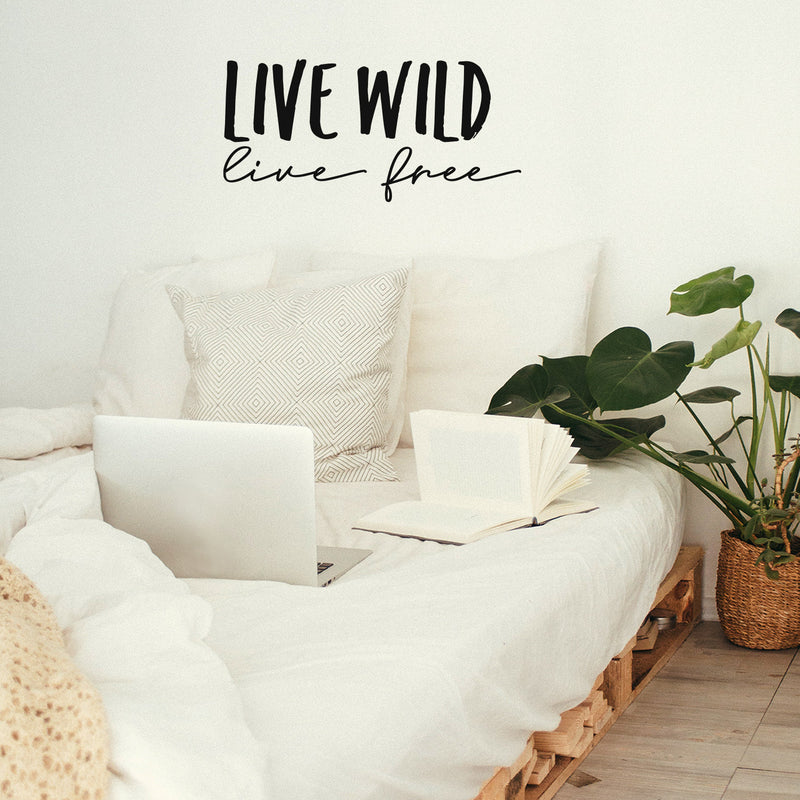 Vinyl Wall Art Decal - Live Wild Live Free - 14" x 30" -  Modern Inspirational Cute Positive Life Quote Sticker For Bedroom Living Room Kids Room Playroom School Office Coffee Shop Decor 3