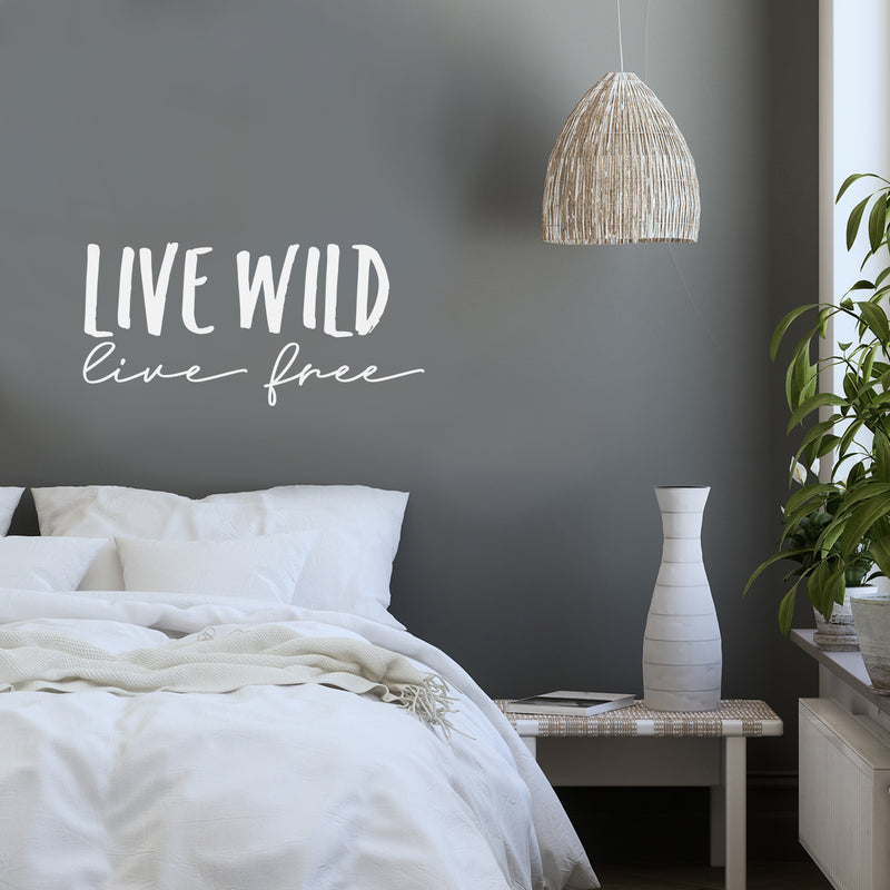 Vinyl Wall Art Decal - Live Wild Live Free - 14" x 30" -  Modern Inspirational Cute Positive Life Quote Sticker For Bedroom Living Room Kids Room Playroom School Office Coffee Shop Decor 3