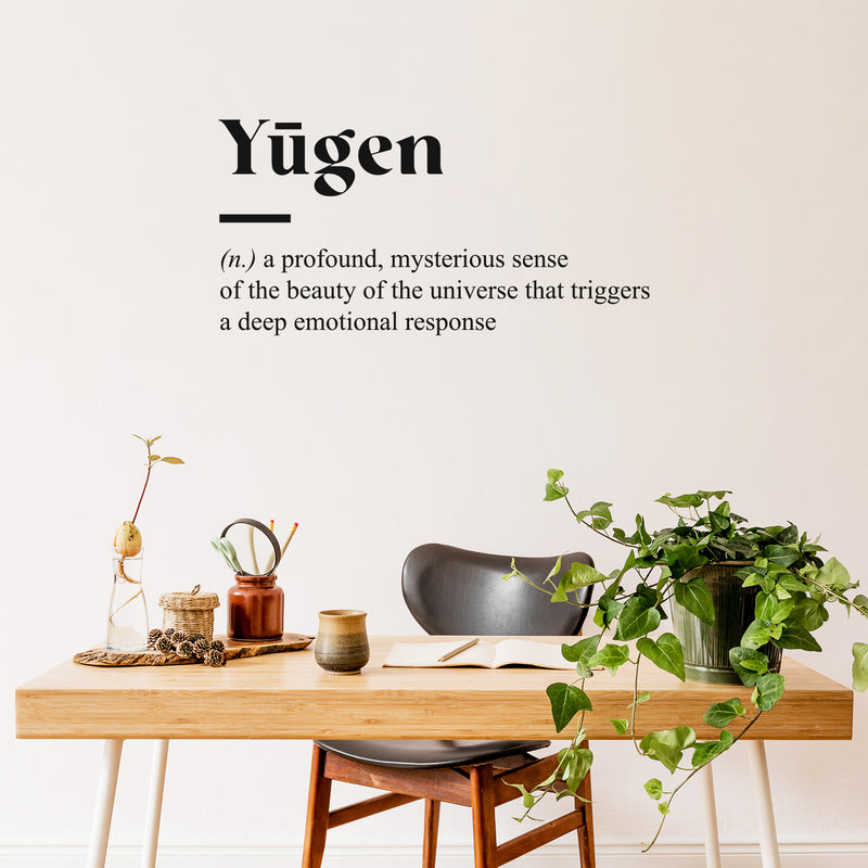 Vinyl Wall Art Decal - Yugen. A Profound; Mysterious Sense Of The Beauty - Minimalist Style Cute Quote Sticker For Bedroom Living Room Playroom Office School Coffee Shop Decor 3