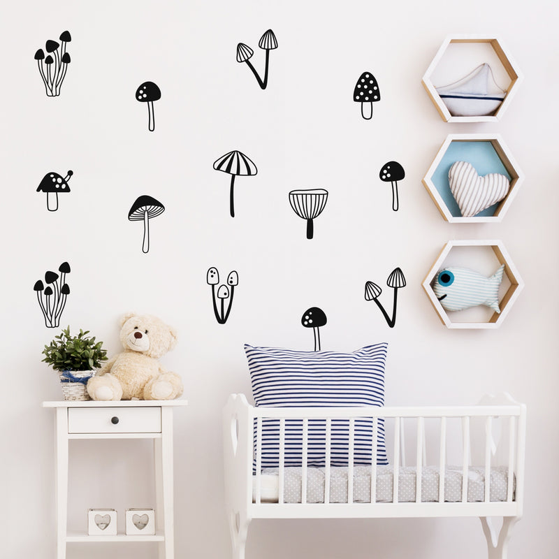 Set Of 20 Vinyl Wall Art Decal - Mushroom Pattern - From Each - Cool Adhesive Sticker Cute Design For Baby Kids Room Bedroom Playroom Home School Classroom Nursery Decor 3