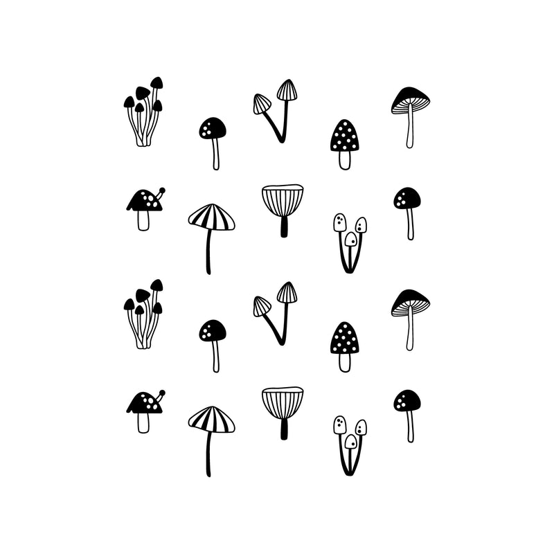 Set Of 11 Vinyl Wall Art Decal - Mushroom Pattern - From 5" x 2" Each - Cool Adhesive Sticker Cute Animal Design For Baby Kids Room Bedroom Playroom Home School Classroom Nursery Decor 1