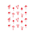 Set Of 11 Vinyl Wall Art Decal - Mushroom Pattern - From 5" x 2" Each - Cool Adhesive Sticker Cute Animal Design For Baby Kids Room Bedroom Playroom Home School Classroom Nursery Decor 1