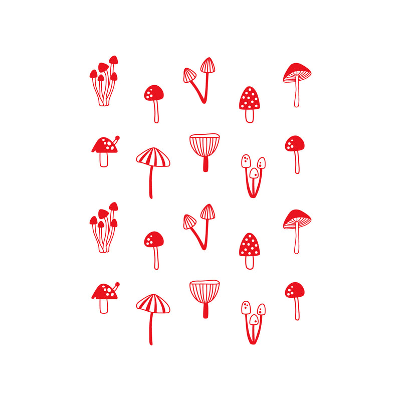 Set Of 11 Vinyl Wall Art Decal - Mushroom Pattern - From 5" x 2" Each - Cool Adhesive Sticker Cute Animal Design For Baby Kids Room Bedroom Playroom Home School Classroom Nursery Decor 1