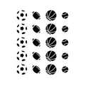 Set Of 20 Vinyl Wall Art Decal - Sports Balls Pattern - From Each - Cool Adhesive Sticker For Boys Bedroom Kids Room Home School Classroom Nursery Playroom Decor 1