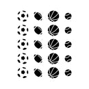 Set Of 20 Vinyl Wall Art Decal - Sports Balls Pattern - From Each - Cool Adhesive Sticker For Boys Bedroom Kids Room Home School Classroom Nursery Playroom Decor 1