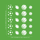 Set Of 20 Vinyl Wall Art Decal - Sports Balls Pattern - From 3" x 3" Each - Cool Adhesive Sticker Cute Design For Baby Kids Room Bedroom Playroom Home School Classroom Nursery Decor 4