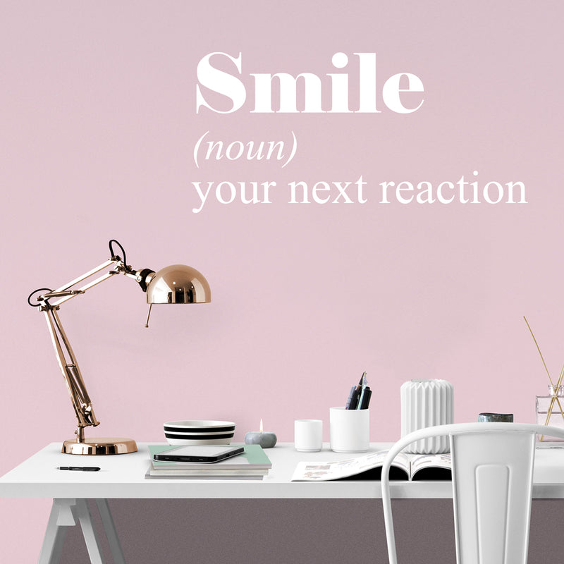 Vinyl Wall Art Decal - Smile - 14" x 30" - Modern Inspirational Positive Definition Quote Sticker For Bedroom Closet Home Office Kids Room Living Room Decor 2