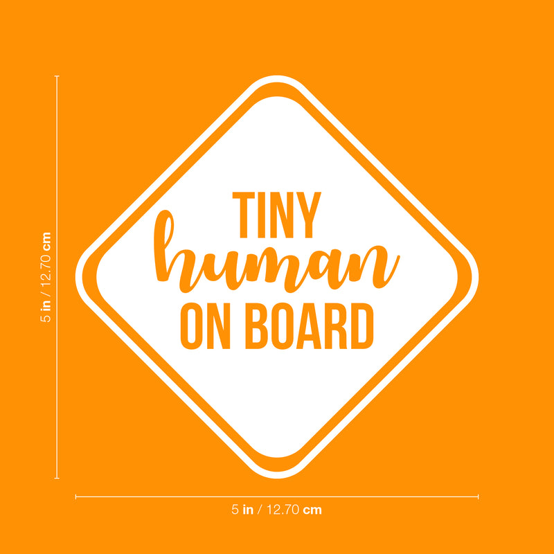 Vinyl Wall Art Decal - Tiny Human On Board - Safety Cute Design Modern Baby Quote Bumper Sticker For Car Window Sign Family Minivan Cars Decor 1