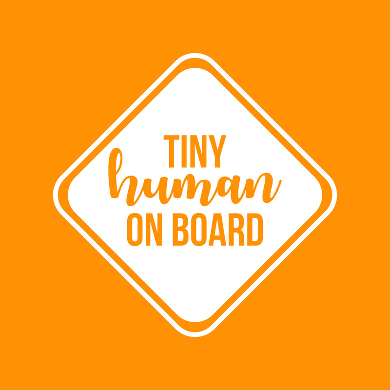 Vinyl Wall Art Decal - Tiny Human On Board - 5" x 5" - Lovely Happy Baby Icon Cute Design Modern Moms Quote Bumper Sticker For Car Window Family Minivan Cars Decor 1