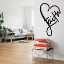 Vinyl Wall Art Decal - Faith Heart - 34" x 22" - Modern Inspirational Spiritual Quote Sticker For Home Office Bedroom Closet Kids Room Living Room Decor 3