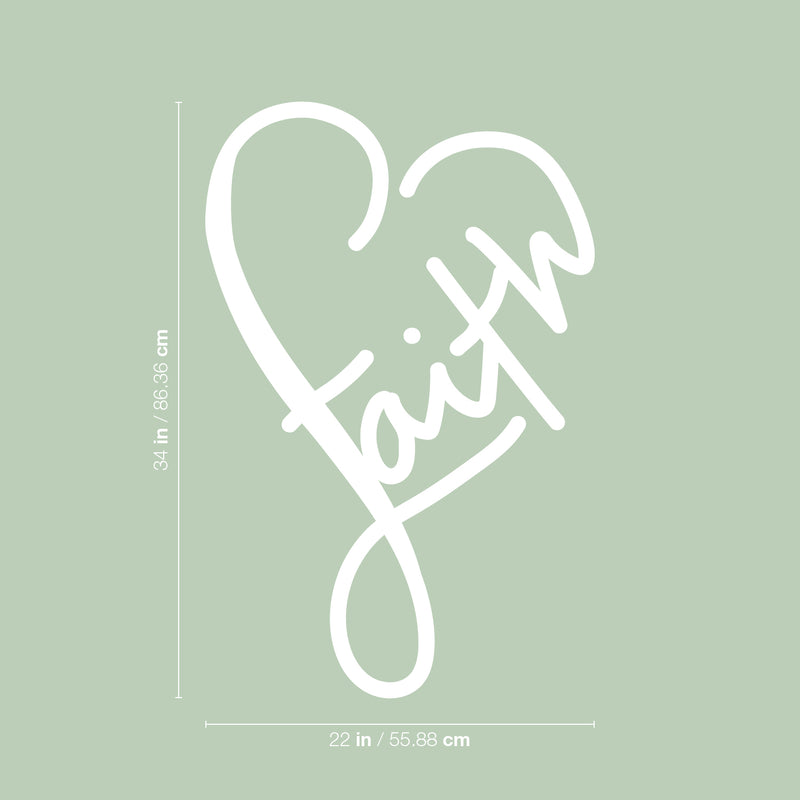 Vinyl Wall Art Decal - Faith Heart - 34" x 22" - Modern Inspirational Spiritual Quote Sticker For Home Office Bedroom Closet Kids Room Living Room Decor 4