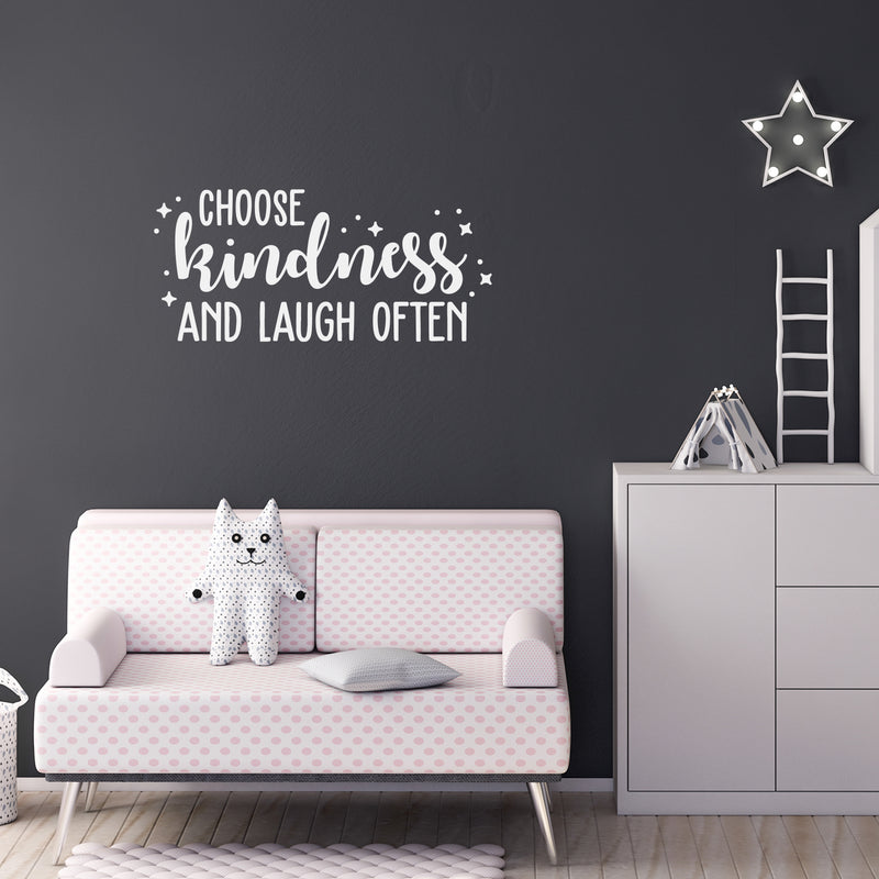 Vinyl Wall Art Decal - Choose Kindness And Laugh Often - 14" x 30" -  Trendy Inspirational Cute Optimistic Quote Sticker For Kids Room Living Room Playroom Office School Office Church Decor 2