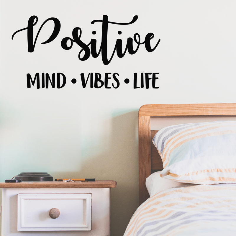 Vinyl Wall Art Decal - Positive Mind · Vibes · Life - 15" x 30" - Trendy Cute Inspirational Optimistic Life Quote Sticker For Bedroom Kids Room Playroom Living Room Office School Coffee Shop Decor 2