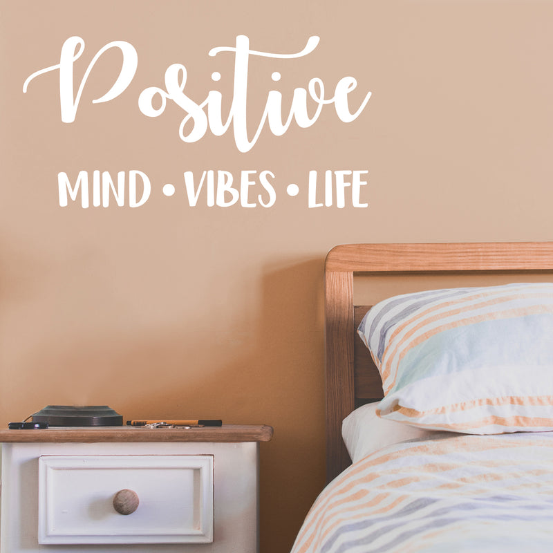 Vinyl Wall Art Decal - Positive Mind · Vibes · Life - 15" x 30" - Trendy Cute Inspirational Optimistic Life Quote Sticker For Bedroom Kids Room Playroom Living Room Office School Coffee Shop Decor 3