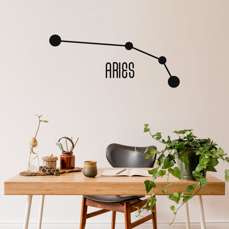 Vinyl Wall Art Decal - Aries - 17" x 41" - Astrology Zodiac Sign Modern Inspirational Quote Sticker For Bedroom Living Room Home Office Constellation Decor 2