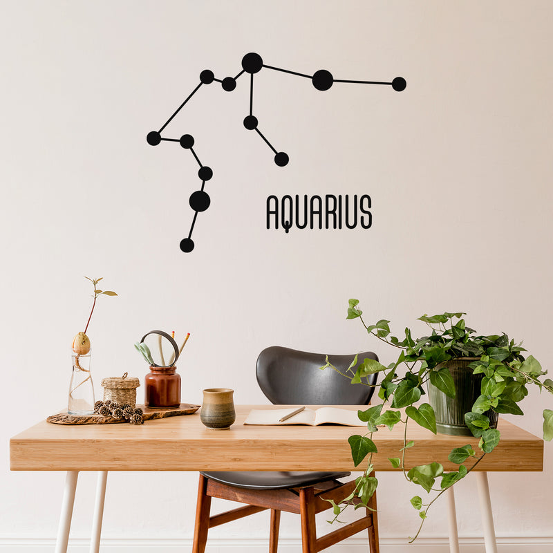 Vinyl Wall Art Decal - Aquarius - 22" x 28.5" - Astrology Zodiac Sign Modern Inspirational Quote Sticker For Bedroom Living Room Home Office Constellation Decor 2