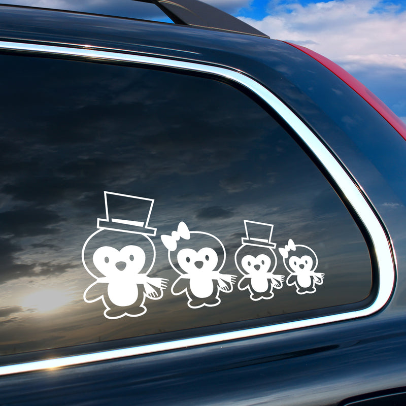 Vinyl Wall Art Decal -  Penguin Family - 6" x 12.5" - Trendy Fun Cute Little Penguin Shape Design Sticker For Playroom Daycare Family Cars Minivan Rear Window Car Bumper Decor 2