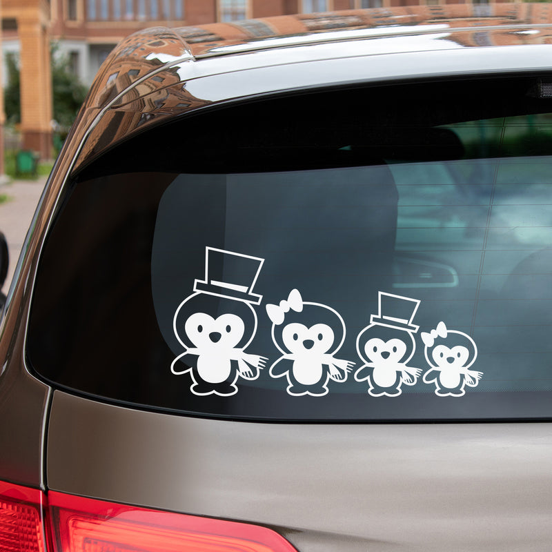 Vinyl Wall Art Decal -  Penguin Family - 6" x 12.5" - Trendy Fun Cute Little Penguin Shape Design Sticker For Playroom Daycare Family Cars Minivan Rear Window Car Bumper Decor 3