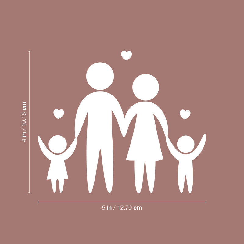 Vinyl Wall Art Decal -  Little Family - 4" x 5" - Inspirational Modern Cute Four Little Family Shape Design Sticker For Playroom Daycare Closet Mirror Family Cars Minivan Rear Window Car Bumper Decor 4