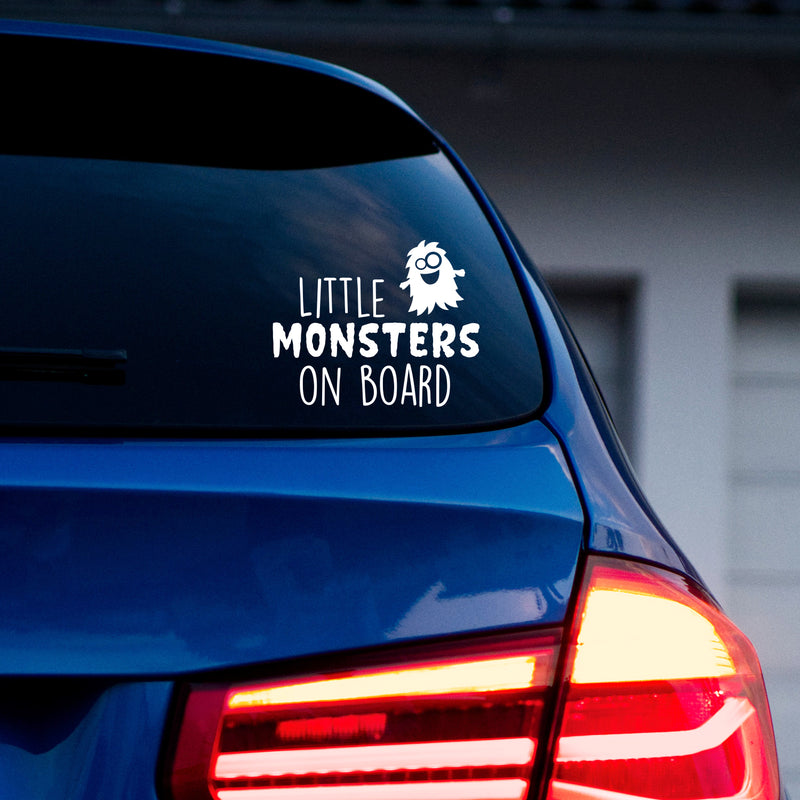 Vinyl Wall Art Decal - Little Monsters On Board - Sarcastic Cute Funny Adult Joke Little Monster Shape Quote Sticker For Playroom Daycare Family Cars Minivan Rear Window Car Bumper Decor 1