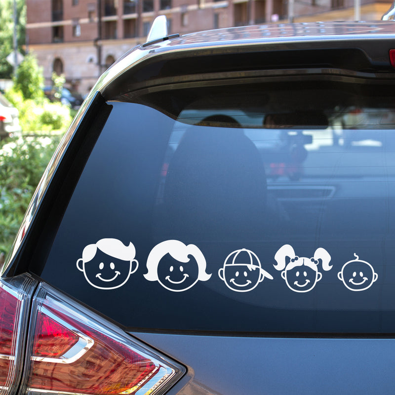 Vinyl Wall Art Decal - Family Heads - From - Cute Design Trendy Bumper Stickers For Cars Home Family Car Minivan Families Auto Rear Window Decor 1