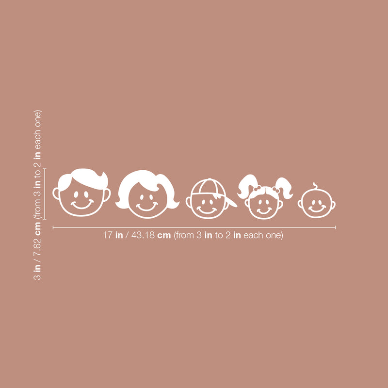 Vinyl Wall Art Decal - Family Heads - From 3" x 3" - Cute Plants Design Trendy Bumper Stickers For Car Windows Home Family Cars Minivan Rear Window Decor 4