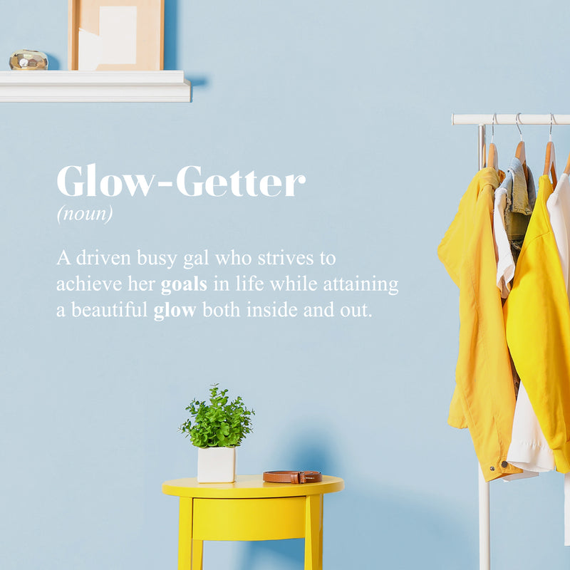 Vinyl Wall Art Decal - Glow-Getter. A gal who strives to achieve her goals - 14" x 30" - Cute Inspirational Self Esteem Quote Sticker For Bedroom Closet School Office Boutique Store Decor 2