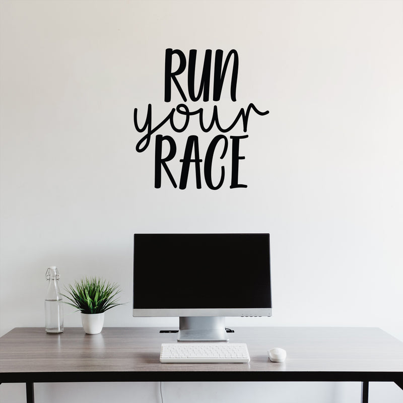 Vinyl Wall Art Decal - Run Your Race - 22" x 40" - Modern Motivational Self Esteem Quote Sticker For Home School Goals Classroom Bedroom Gym Workout Room Work Office Decor 3