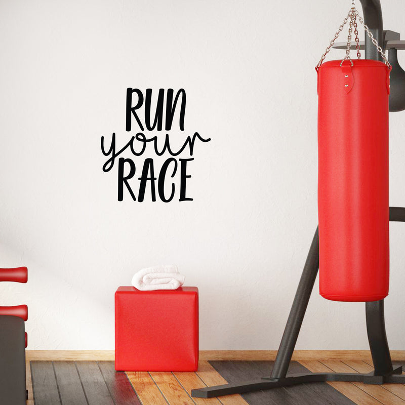 Vinyl Wall Art Decal - Run Your Race - Modern Motivational Goals Quote Sticker For Home School Gym Bedroom Workout Room Work Office Classroom Decor 2