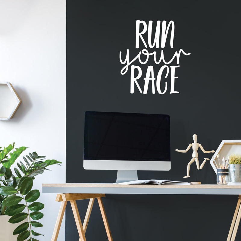 Vinyl Wall Art Decal - Run Your Race - 22" x 40" - Modern Motivational Self Esteem Quote Sticker For Home School Goals Classroom Bedroom Gym Workout Room Work Office Decor 3