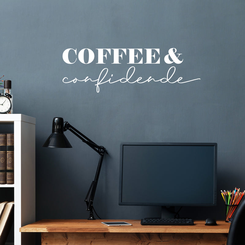 Vinyl Wall Art Decal - Coffee And Confidence - 27.5" x 17" - Trendy Humor Cafe Quote Sticker For Coffee Lovers Home Bedroom Work Office Kitchen Dining Room Decor 3