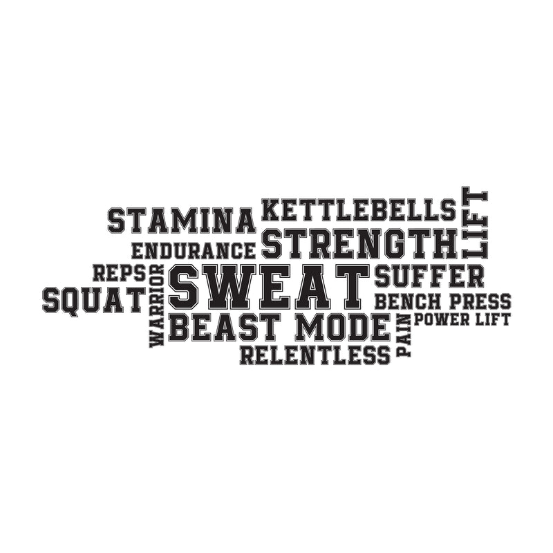 Vinyl Wall Art Decal - Gym Words - 27" x 22" - Word Collage Trendy Motivational Quote Sticker For Home Gym Sport Exercise Room Fitness Workout Training Center Crossfit Decor 1