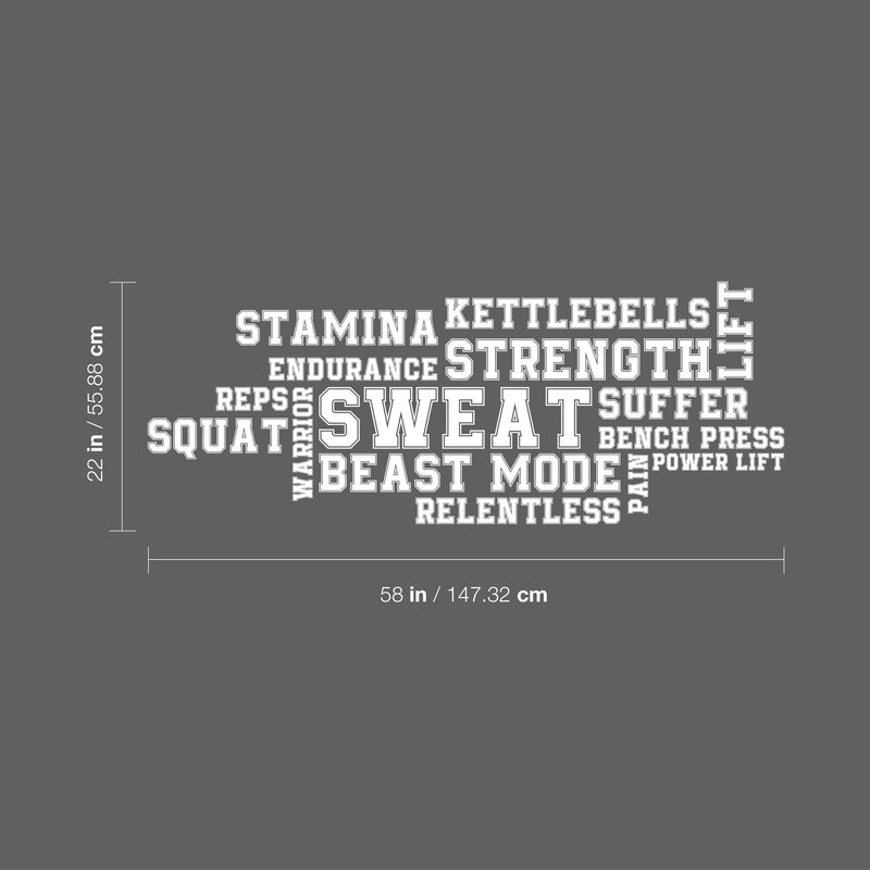 Vinyl Wall Art Decal - Gym Words - 27" x 22" - Word Collage Trendy Motivational Quote Sticker For Home Gym Sport Exercise Room Fitness Workout Training Center Crossfit Decor 4