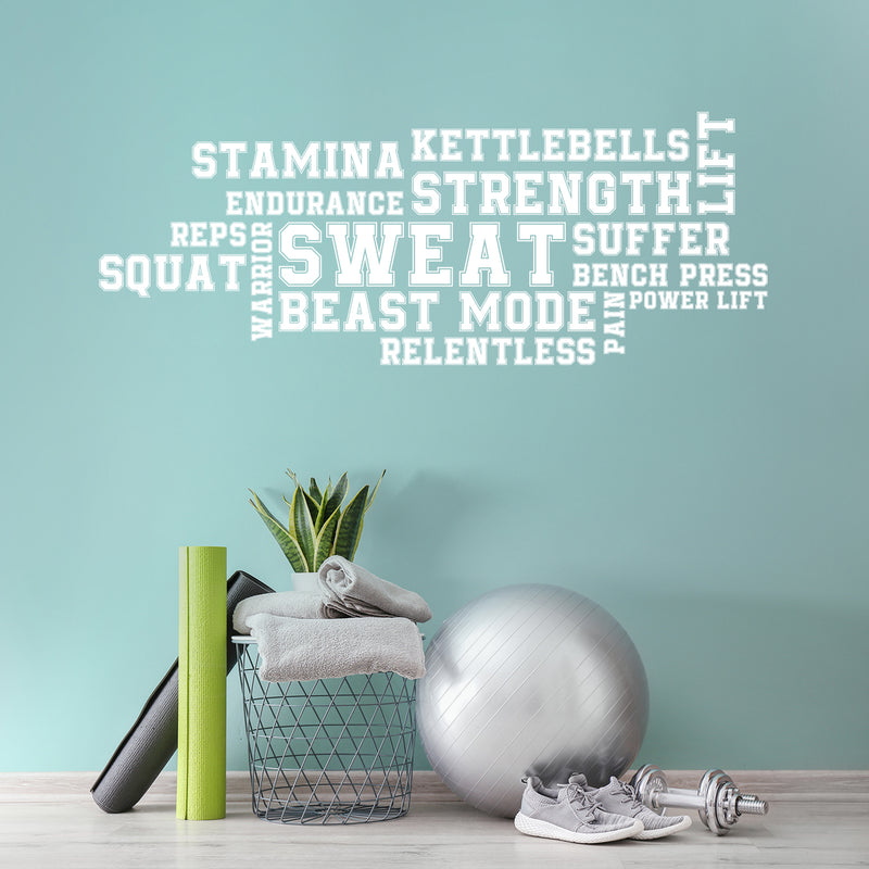 Vinyl Wall Art Decal - Gym Words - 27" x 22" - Word Collage Trendy Motivational Quote Sticker For Home Gym Sport Exercise Room Fitness Workout Training Center Crossfit Decor 3