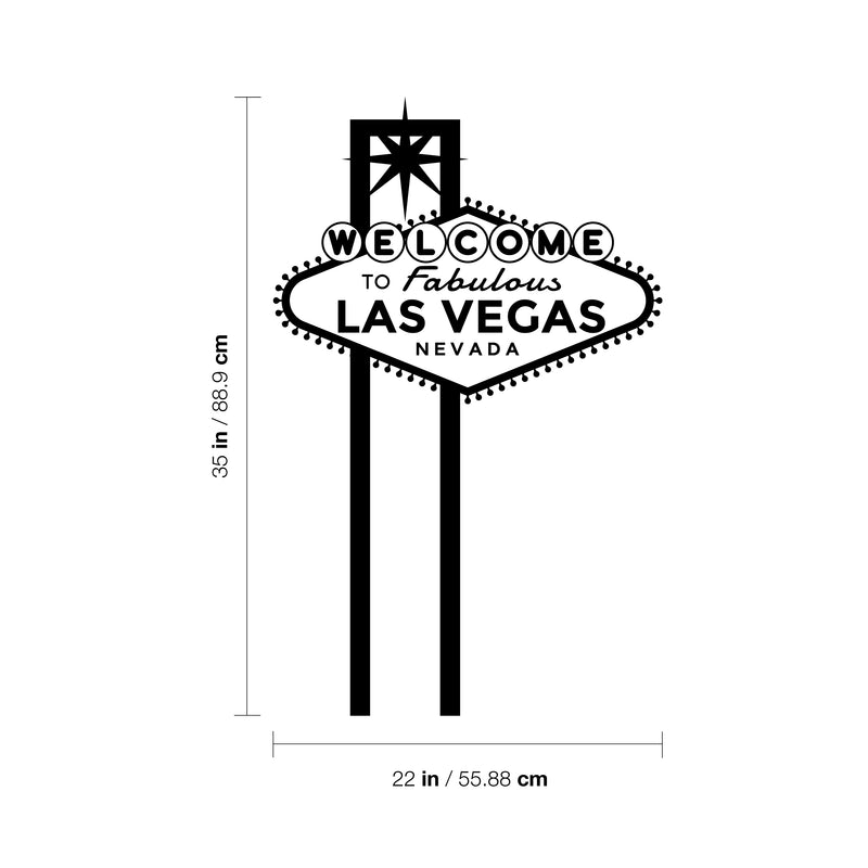 Vinyl Wall Art Decal - Welcome To Las Vegas Sign - Trendy Minimal City Signs Adhesive Quote Sticker For Casino Theme Party Home Bedroom Closet Living Room Store Decor 4