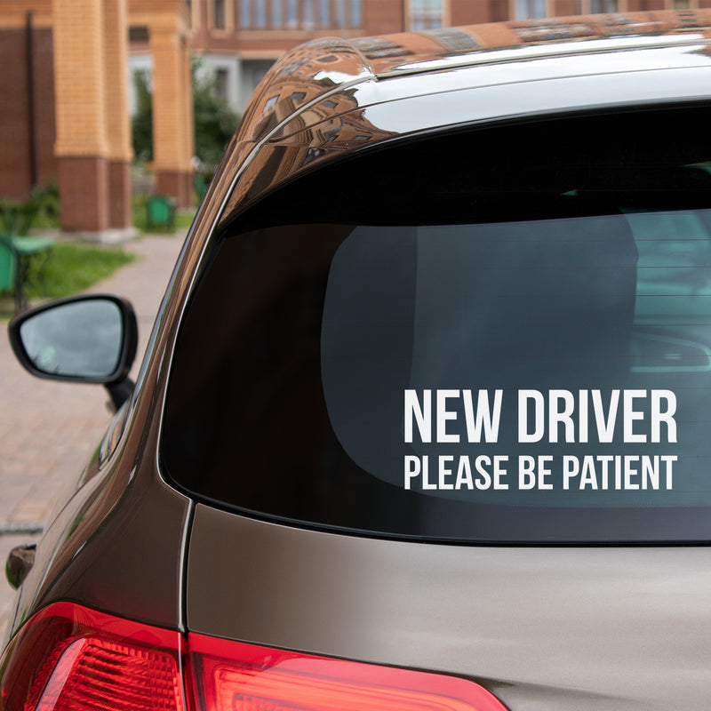 Vinyl Wall Art Decal - New Driver Please Be Patient - From 2.5" x 7" - Cute Design Trendy Bumper Stickers For Cars Home Family Car Minivan Families Auto Rear Window Decor 3