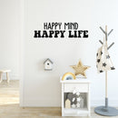 Vinyl Wall Art Decal - Happy Mind Happy Life  - 10" x 36" -  Trendy Inspirational Positive Quote Sticker For Bedroom Closet Kids Room Living Room Playroom Decor 2