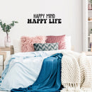 Vinyl Wall Art Decal - Happy Mind Happy Life  - 10" x 36" -  Trendy Inspirational Positive Quote Sticker For Bedroom Closet Kids Room Living Room Playroom Decor 3