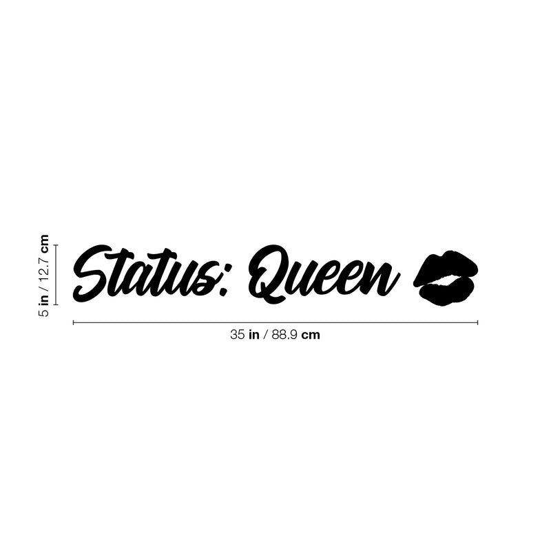 Vinyl Wall Art Decal - Status Queen - Kiss Icon Trendy Inspirational Woman Quote Sticker For Women Home Office Bedroom Living Room Makeup Mirror Decor 4