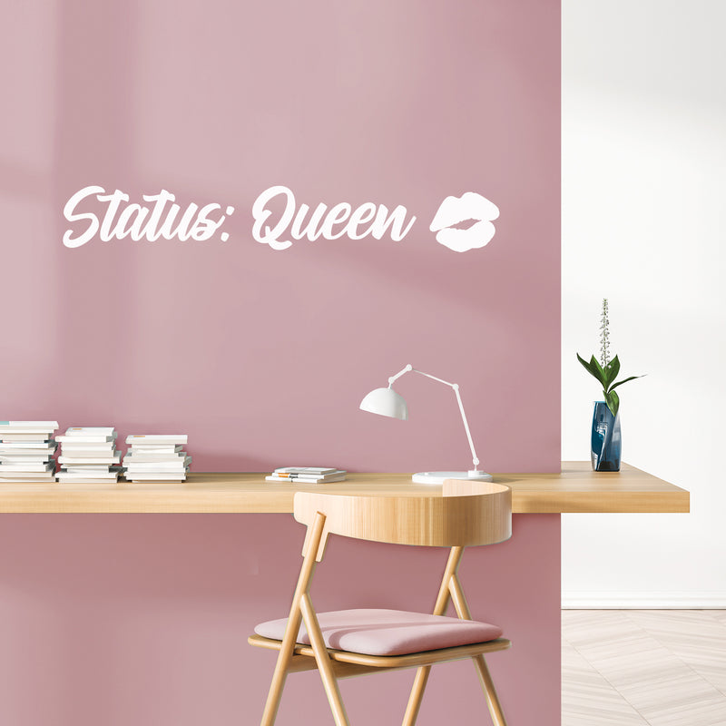 Vinyl Wall Art Decal - Status Queen - 5" x 35" - Kiss Icon Trendy Inspirational Woman Quote Sticker For Women Home Office Bedroom Living Room Makeup Mirror Decor 3