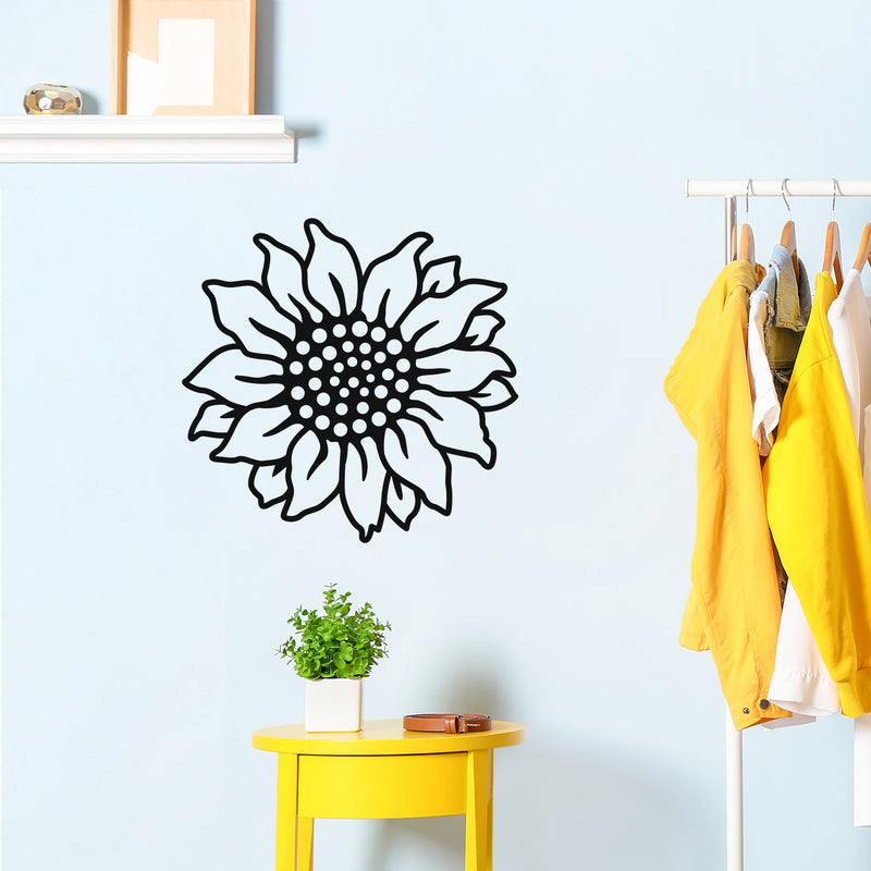 Vinyl Wall Art Decal - Sunflower - Flower Shape Trendy Inspirational Minimal Sticker For Bedroom Home School Kids Room Work Office Living Room Store Decor 2