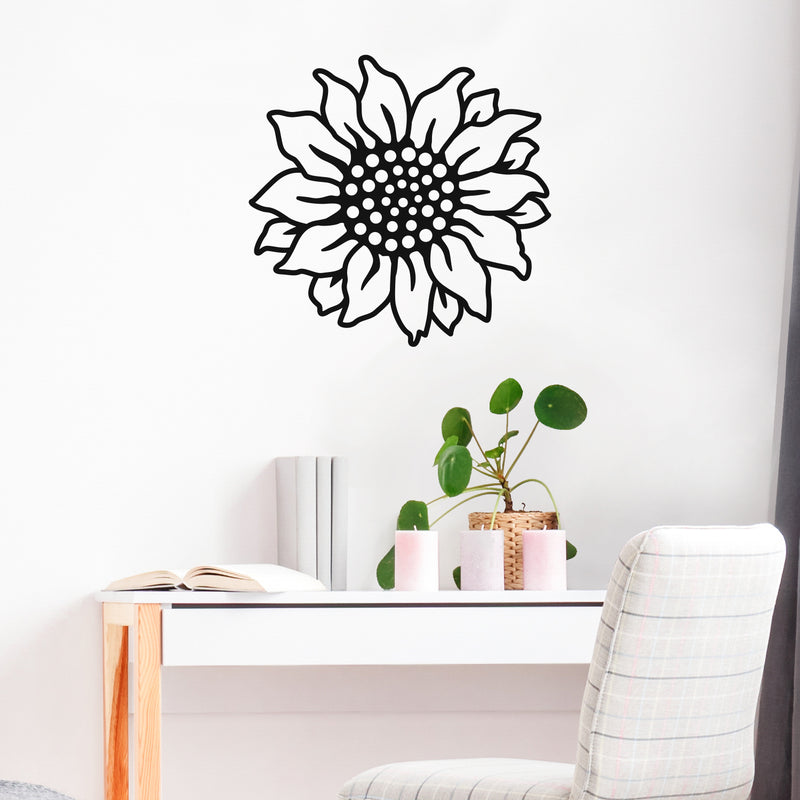 Vinyl Wall Art Decal - Sunflower - 22" x 22" - Flower Shape Trendy Inspirational Minimal Sticker For Bedroom Home School Kids Room Work Office Living Room Store Decor 3