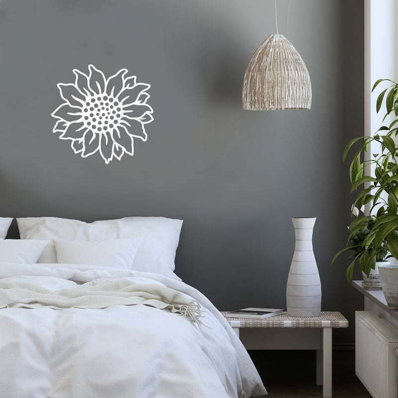 Vinyl Wall Art Decal - Sunflower - 22" x 22" - Flower Shape Trendy Inspirational Minimal Sticker For Bedroom Home School Kids Room Work Office Living Room Store Decor 3