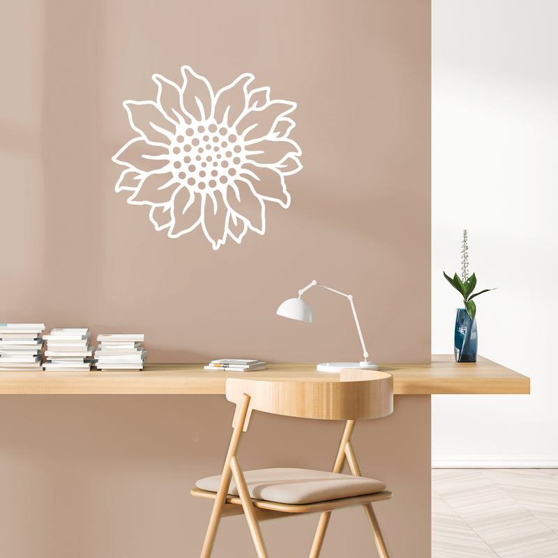 Vinyl Wall Art Decal - Sunflower - 22" x 22" - Flower Shape Trendy Inspirational Minimal Sticker For Bedroom Home School Kids Room Work Office Living Room Store Decor 2