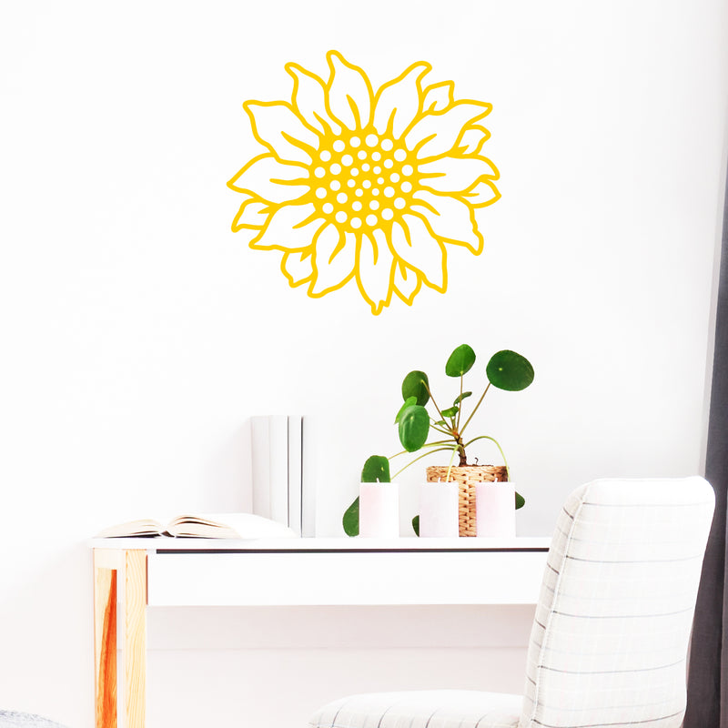 Vinyl Wall Art Decal - Sunflower - 22" x 22" - Flower Shape Trendy Inspirational Minimal Sticker For Bedroom Home School Kids Room Work Office Living Room Store Decor 2