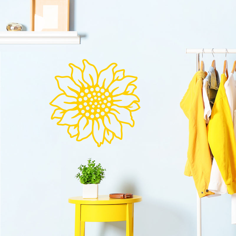 Vinyl Wall Art Decal - Sunflower - 22" x 22" - Flower Shape Trendy Inspirational Minimal Sticker For Bedroom Home School Kids Room Work Office Living Room Store Decor 3